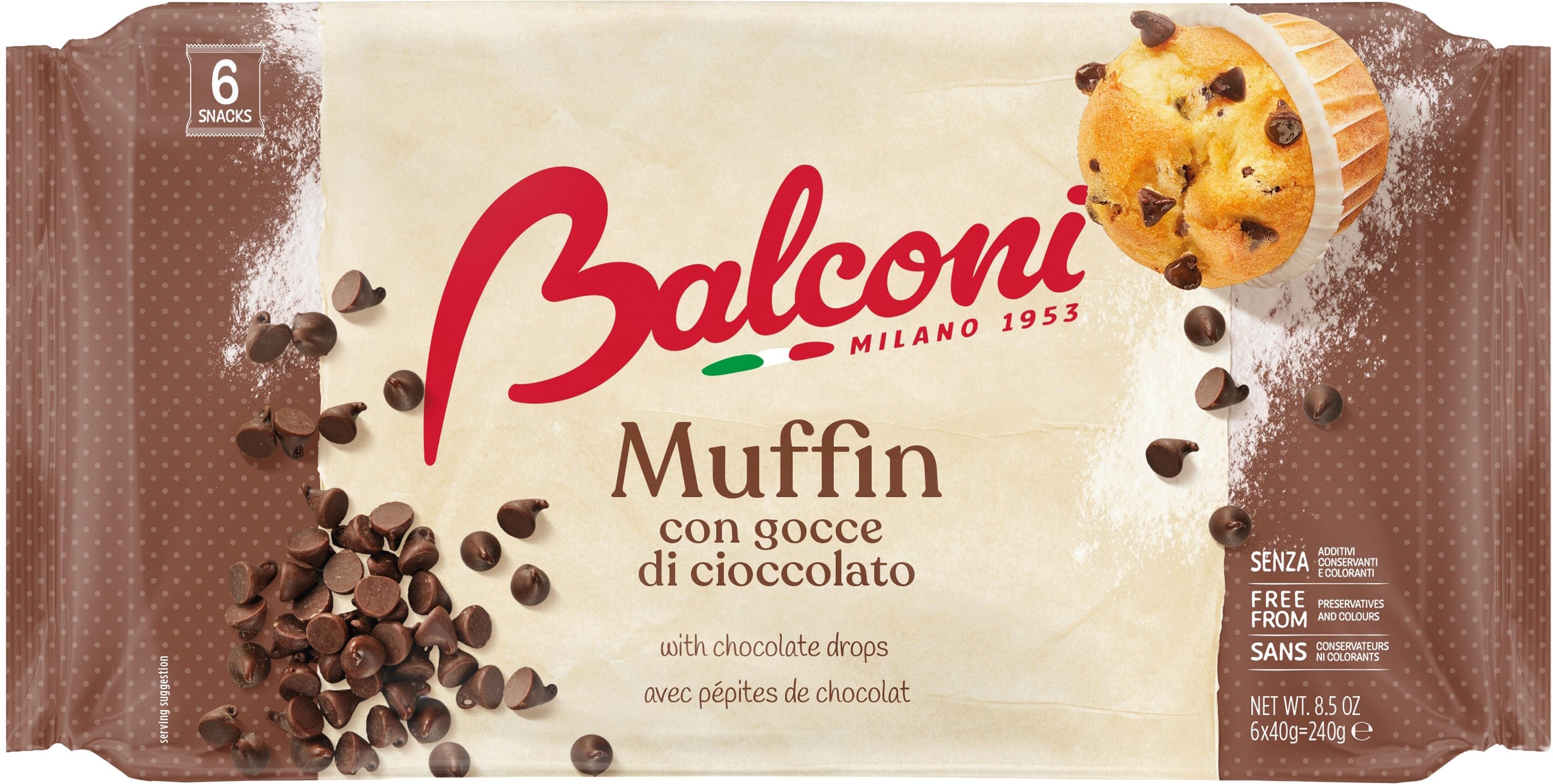 Balconi Muffin Con Gocce Di Cioccolato G