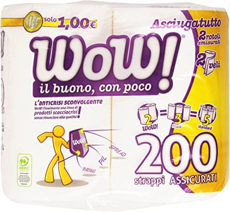 Wow Asciugatutto 2 Rotoli Maxi 200 Strap